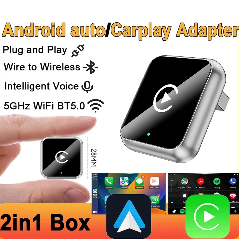 ZRGAE Android Auto Wireless Car Carplay Adapter Intelligent System Voice Control Plug and Play Stable Connect Car Play