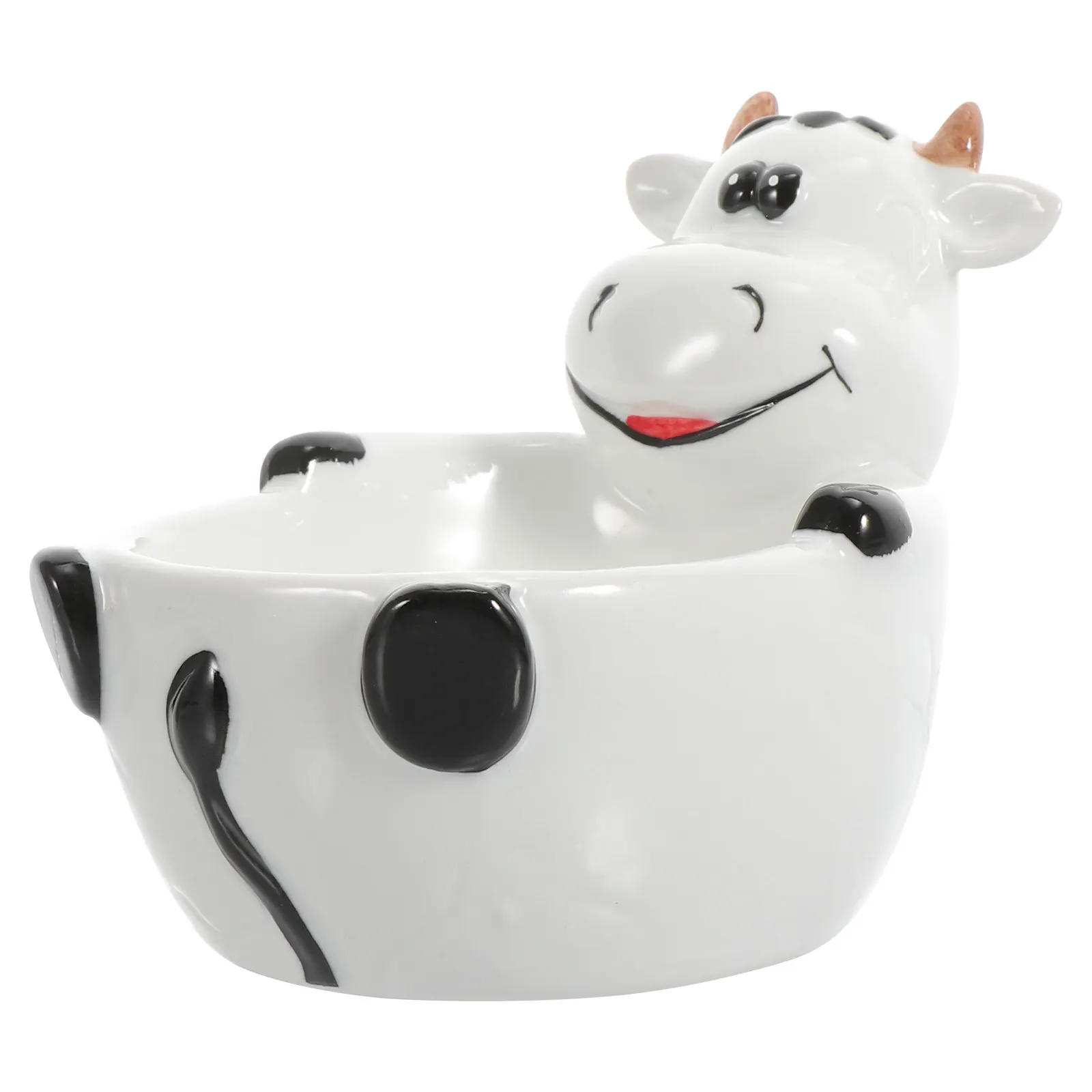 1Pcs Creative Ceramic Kids Bowl Cartoon Cattle Design Soup Fruit Salad Oatmeal Bowl for Children Multi Functional Home Kitchen