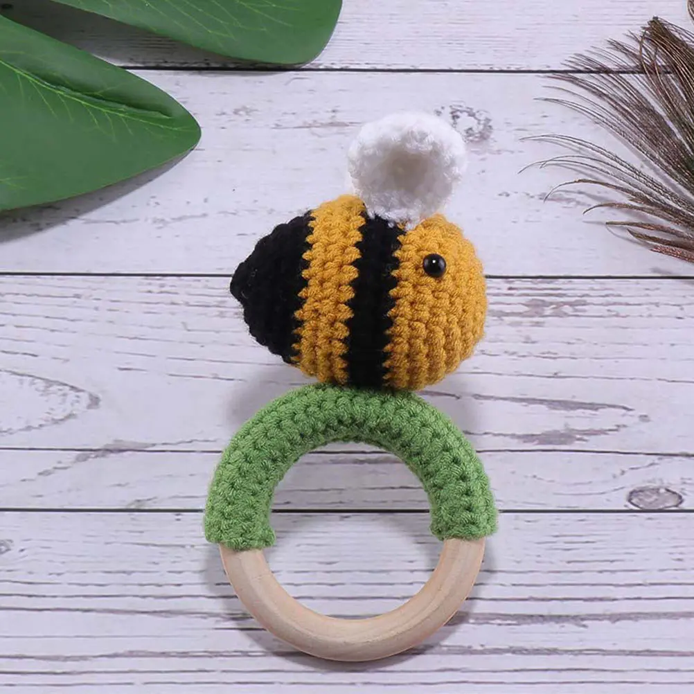1 pz ape mano bambino lavorato a maglia molare infantile pacificare lenitivo agarrare giocattolo in legno bambini lenitivo