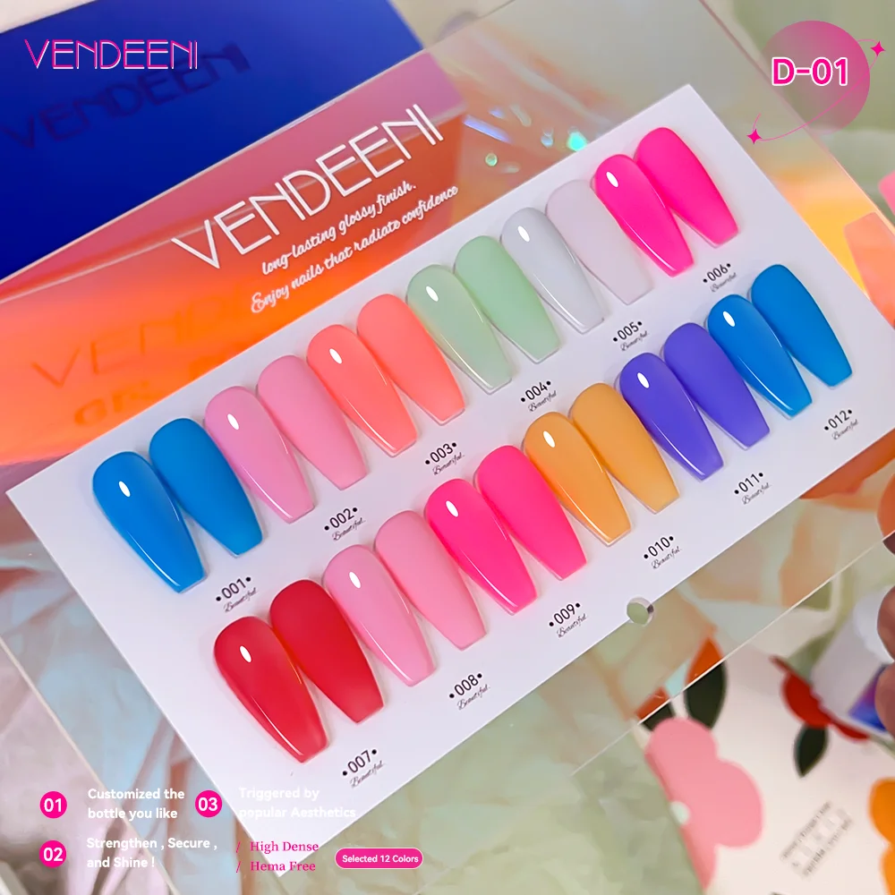 Vendeeni12color série sólida gel polonês conjunto arte produto profissional uv unha polonês salão de beleza hema tpo livre gel polonês suprimentos
