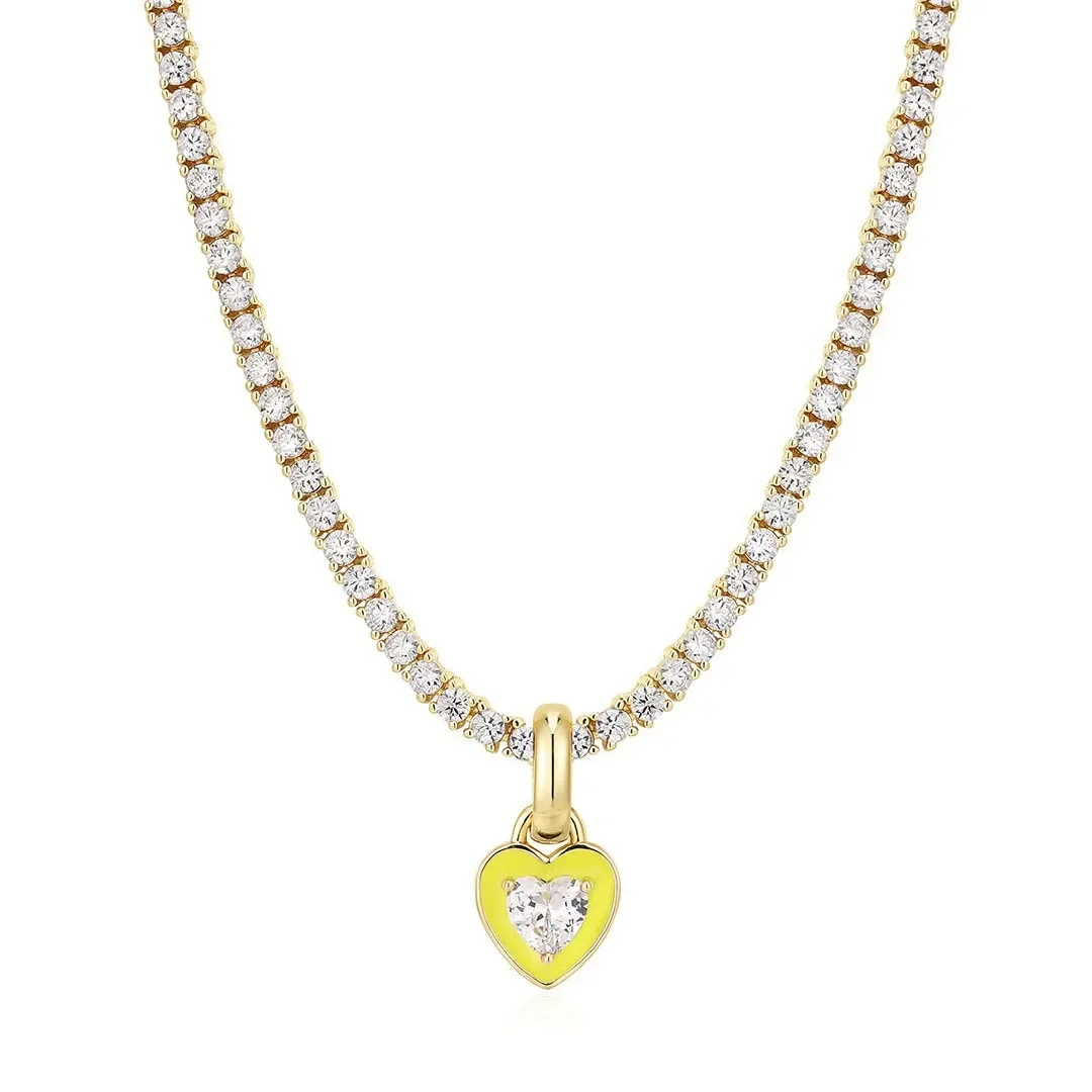 Luxury Sparkling Rhinestone Love Heart Necklace for Women Girls Box Chain Pink Zircon Choker Gift 2026 Trend Jewelry Accessories
