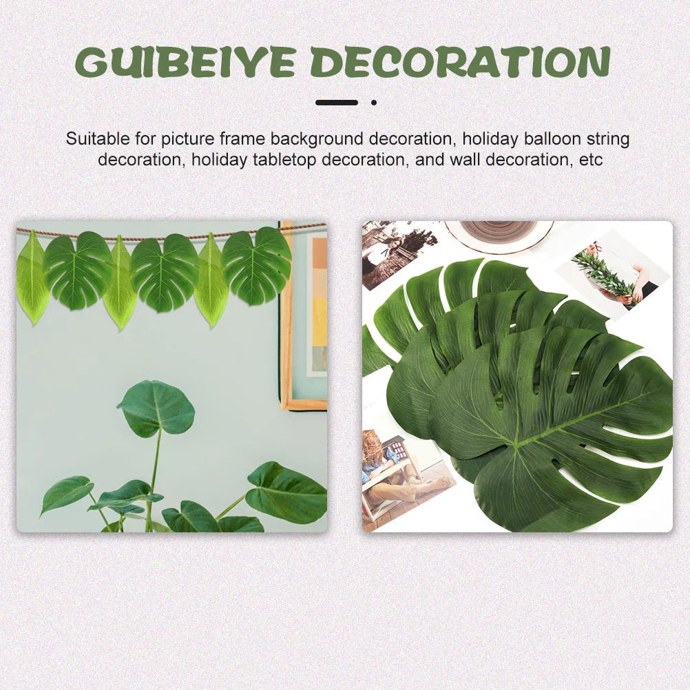 

32pcs Monstera Artificial Leaves Decor Realistic Plastic Plant Party Wedding Birthday Hawaiian Luau Balloon Table Wall