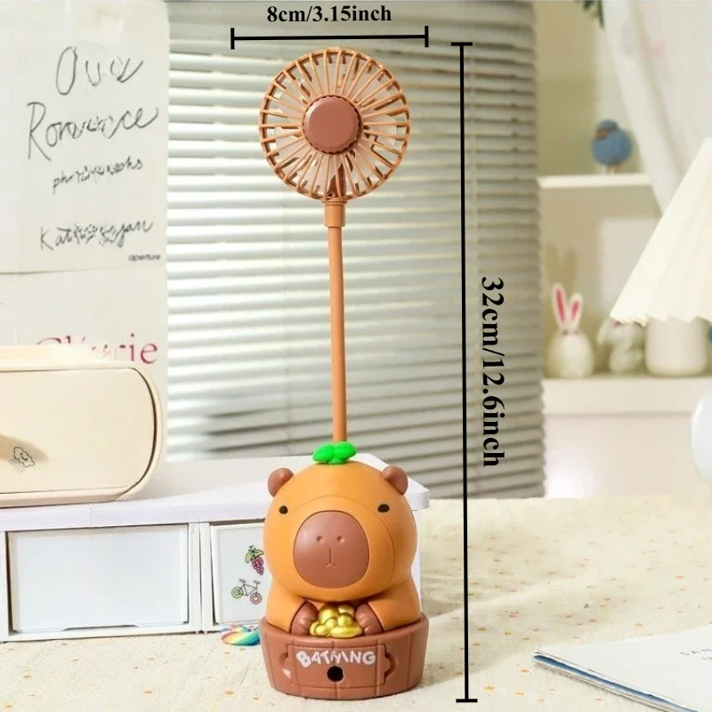 Kawaii كابيبارا شحن مروحة براية أقلام قابلة للطي لينة لطيف الكرتون USB سطح المكتب مروحة الأطفال هدية عيد اللوازم المدرسية