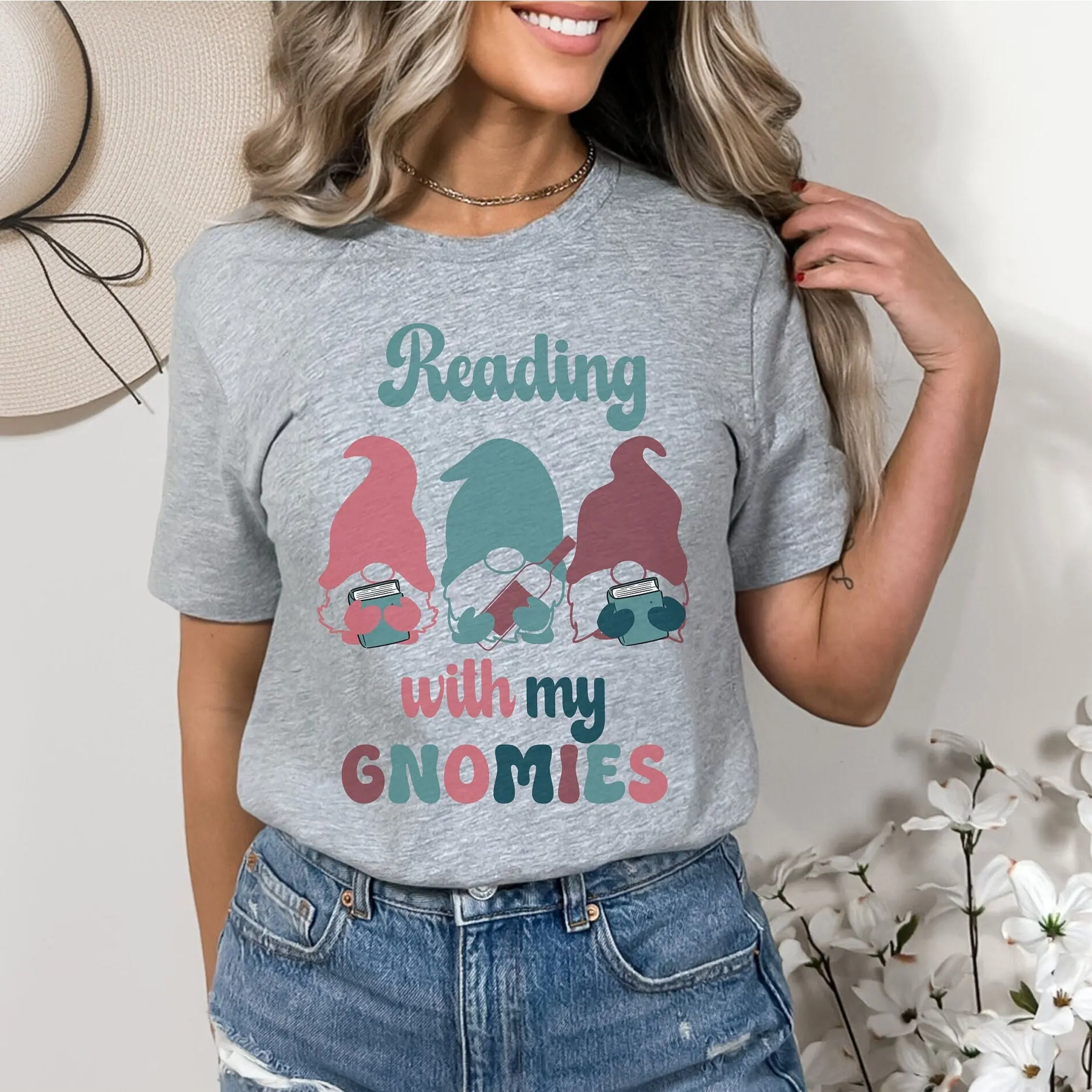 Reading With My Gnomies Shirt Gift For Her Books Book Club And Gnome Wine Gnomes Women