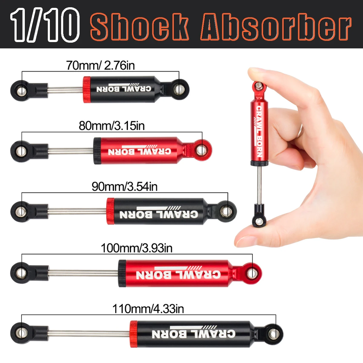 4PCS 70/80/90/100/110mm Shock Absorber Damper Built-in Spring for 1/10 Axial SCX10 TRX4 D90 Redcat Capra RC Crawler Truck Cars
