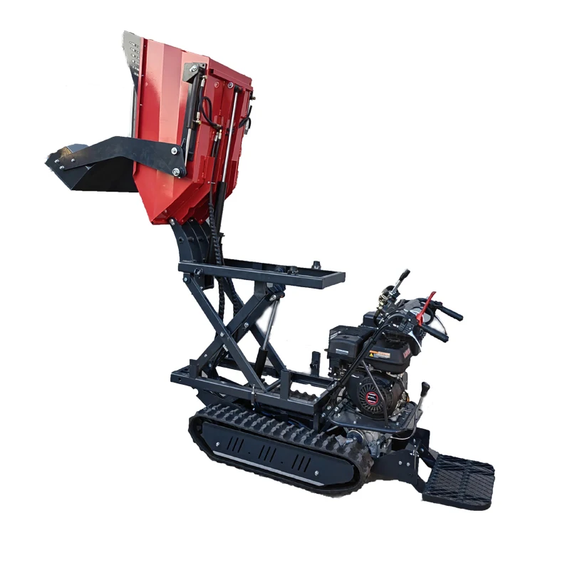 Self-loading Handheld Four-wheel Tracked Mini Loader with  Engine 4WD 300L Bucket Capacity Low Fuel Consumption