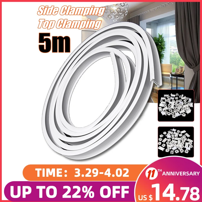 5M Curtains Track Rail Flexible Ceiling Mounted For Straight Slide Window Balcony