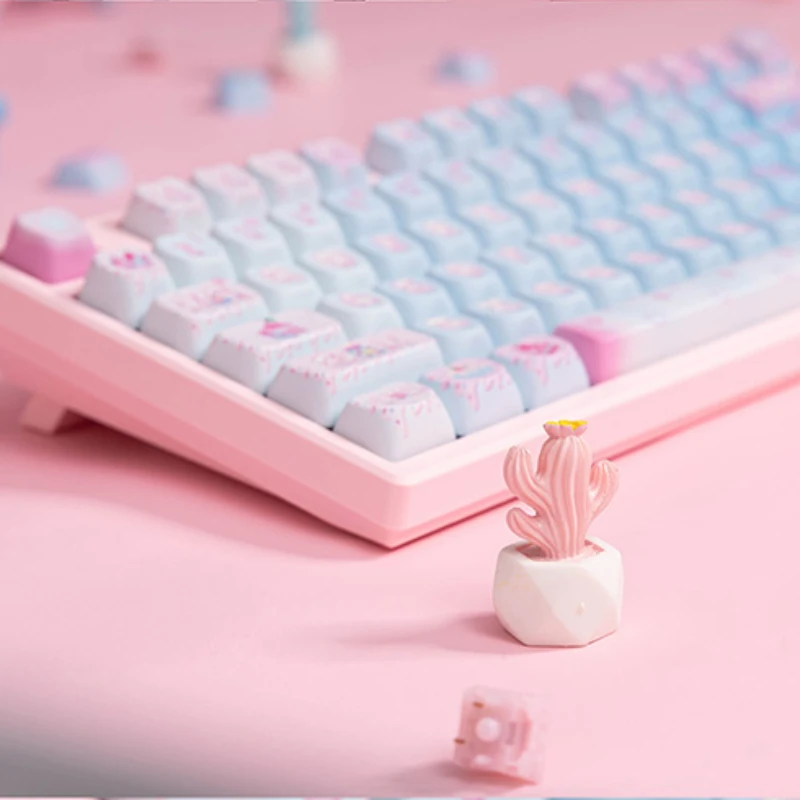 Capuchons de clavier personnalisés PBT, profil OEM, anime, point rose, sublimation thermique, cadeaux de clavier mécanique, mignon, amour, nouveau