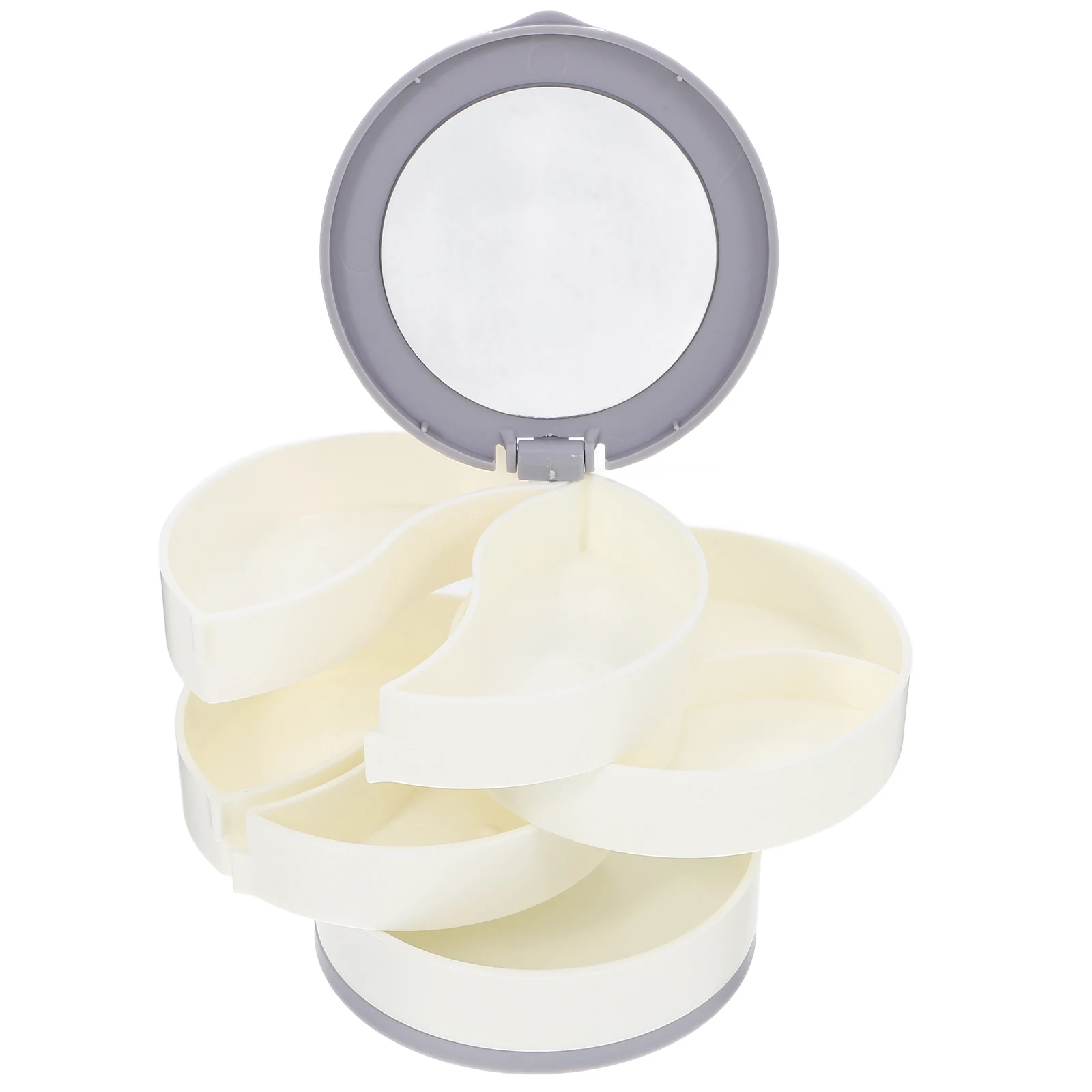 

Rotating Jewelry Box 4 Layers Clear Lid Mirror Storage Container Necklaces Earrings Bracelets Accessories Organizer