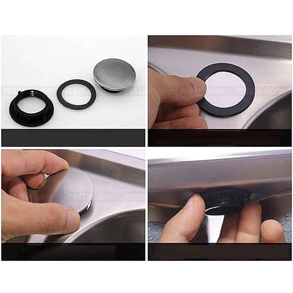 

2pcs Sink Hole Cover Kitchen Stainless Steel Plug Faucet Lid Soap Dispenser Accessories Leak Proof Durable PP Standard Size