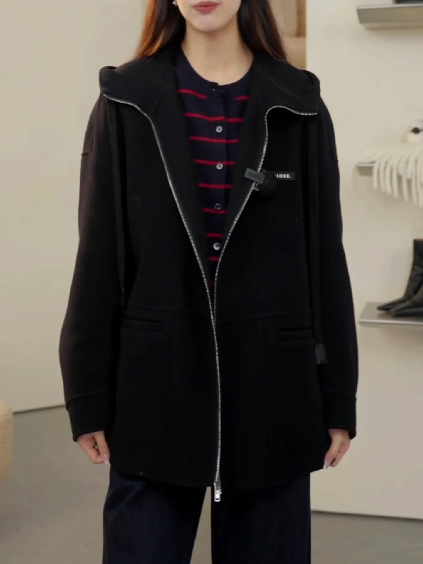 

Повседневная женская толстовка на молнии с капюшоном, свободный универсальный кардиган больших размеров, осенне-зимняя новинка 2025 года