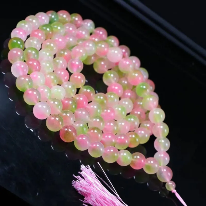 Multilayer 108 Colored Jade Beads 8mm Tassel Bracelet Necklace Tibetan Buddhist Mala Buddha Charm Rosary Yoga Men Woman Jewelry