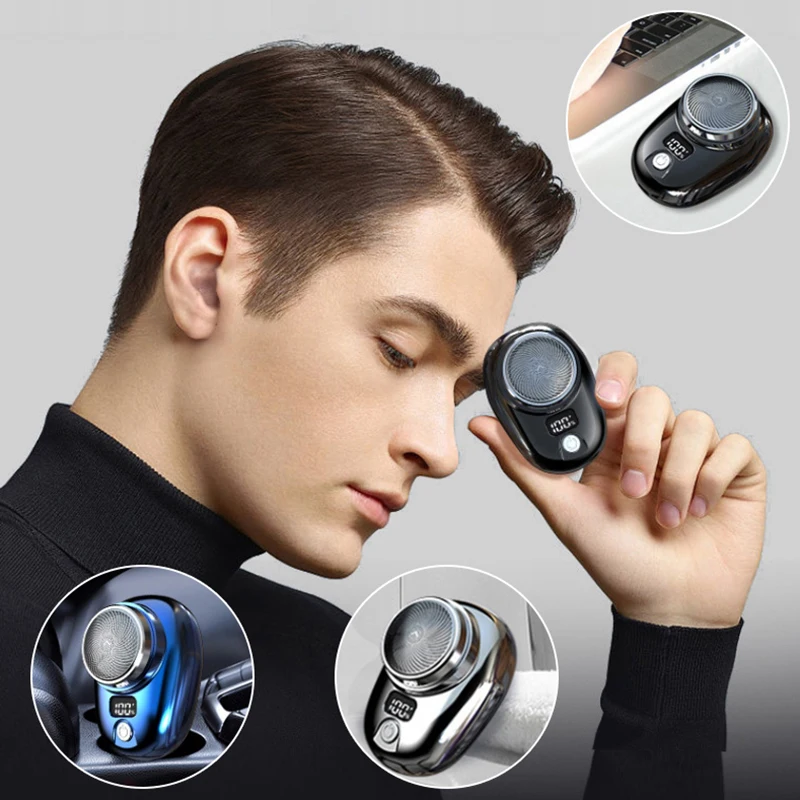 

Мини-портативная электробритва, электробритва для мужчин, бритва для бороды, ЖК-дисплей мощности, перезаряжаемый беспроводной триммер типа C