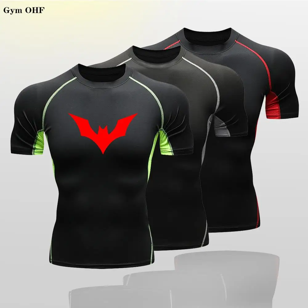 Bat Print Compression Shirts For Kids Summer Short Sleeve Rash Guard Gym Workout Tshirt Athletic Quick Dry Undershirts Tops Boys