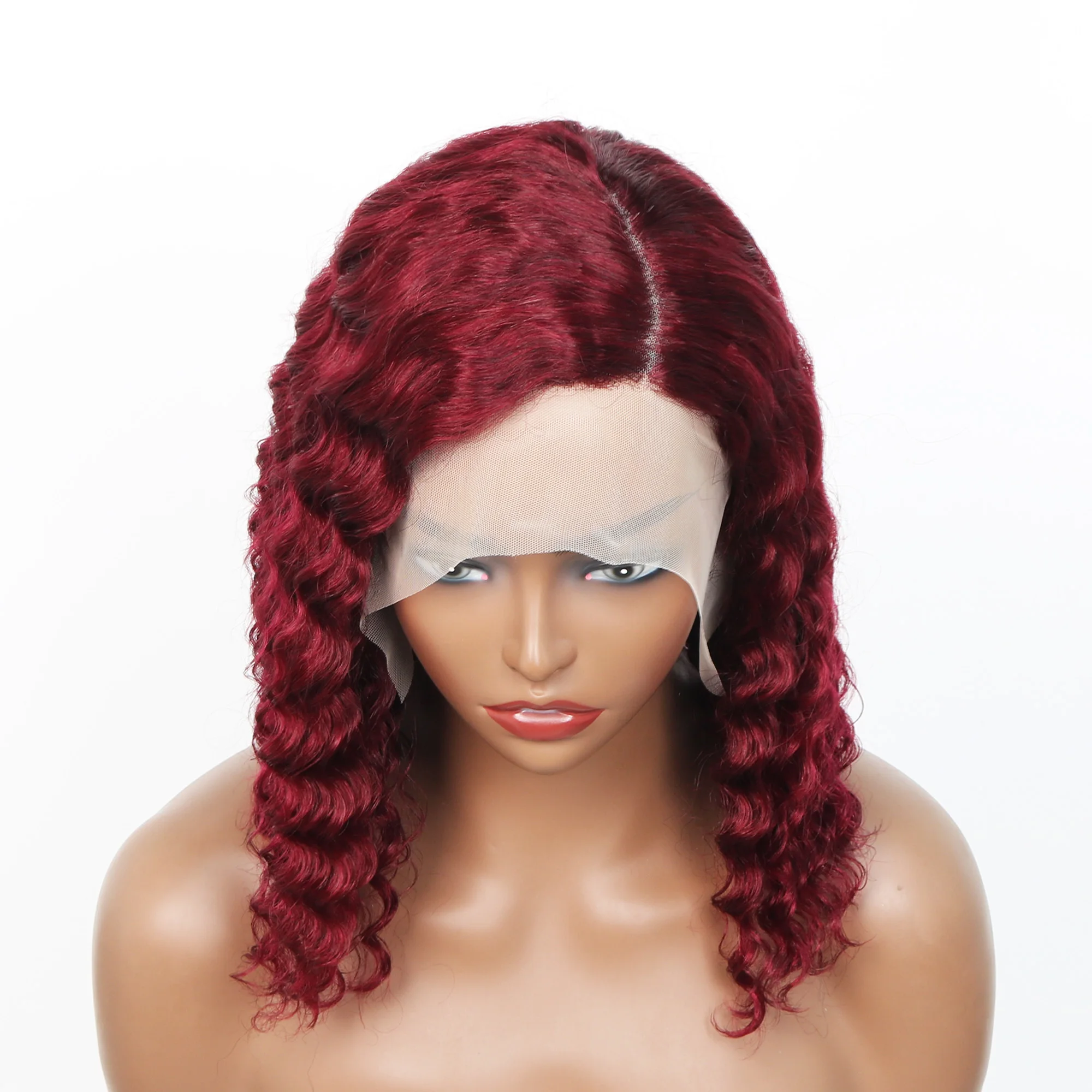 Burgundy 99J 13x1 Lace Frontal Wig Short Bob Hair Wig Side Part Short Bob Hair Wig Transparent Lace Front Wig