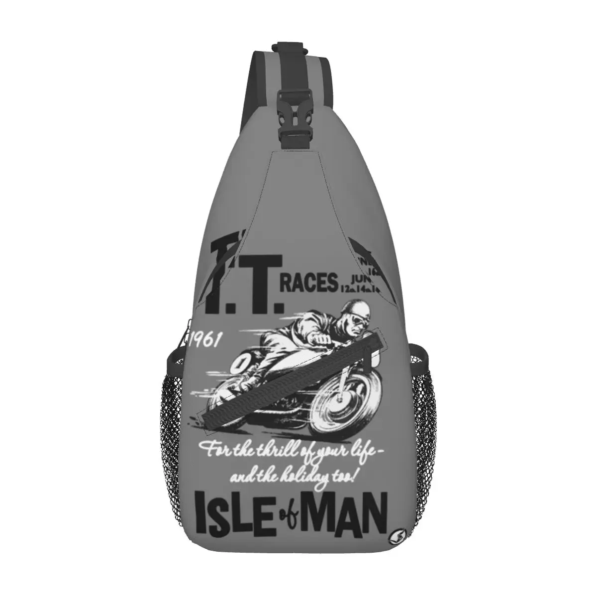 

Isle Of Man TT Poster 1961 Small Sling Bags Chest Crossbody Shoulder Backpack Outdoor Sports Daypacks Cool Bag