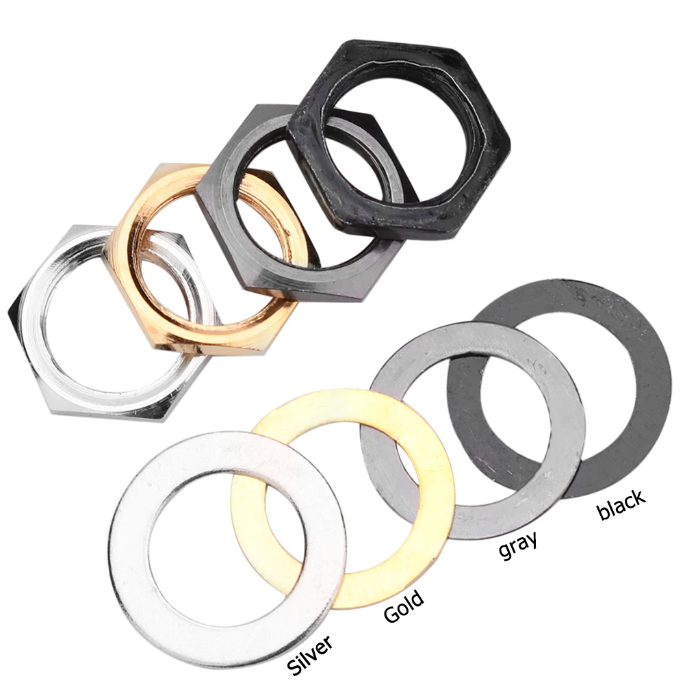 Durable Gaskets  Nuts Skillful Manufacture 9.36mm Guitar Socket Nut Gasket Jack Washer Nuts Set Musical Bass Accessories