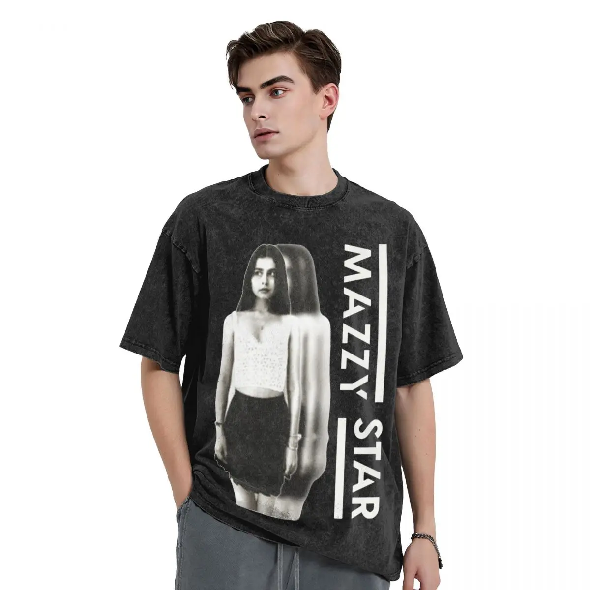 90s Rock Mazzy Star Washed T Shirts Streetwear Hip Hop Novelty T-Shirts Punk Tees Tops for Men Women Cotton Oversize Summer image 2