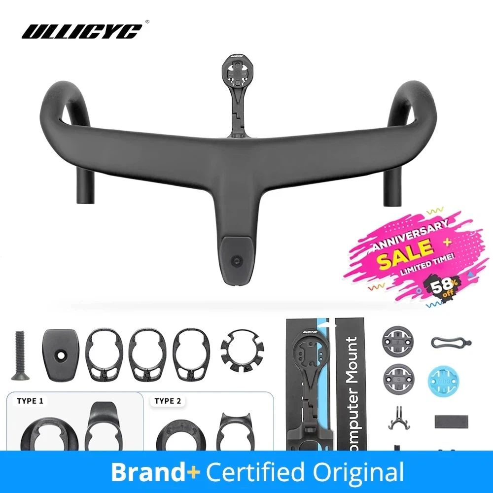 

no logo Carbon Cockpit Full Internal cable Bike Cockpit Road Bicycle Handlebar Di2 Integrated Handlebar 360mm Cockpit With Mount