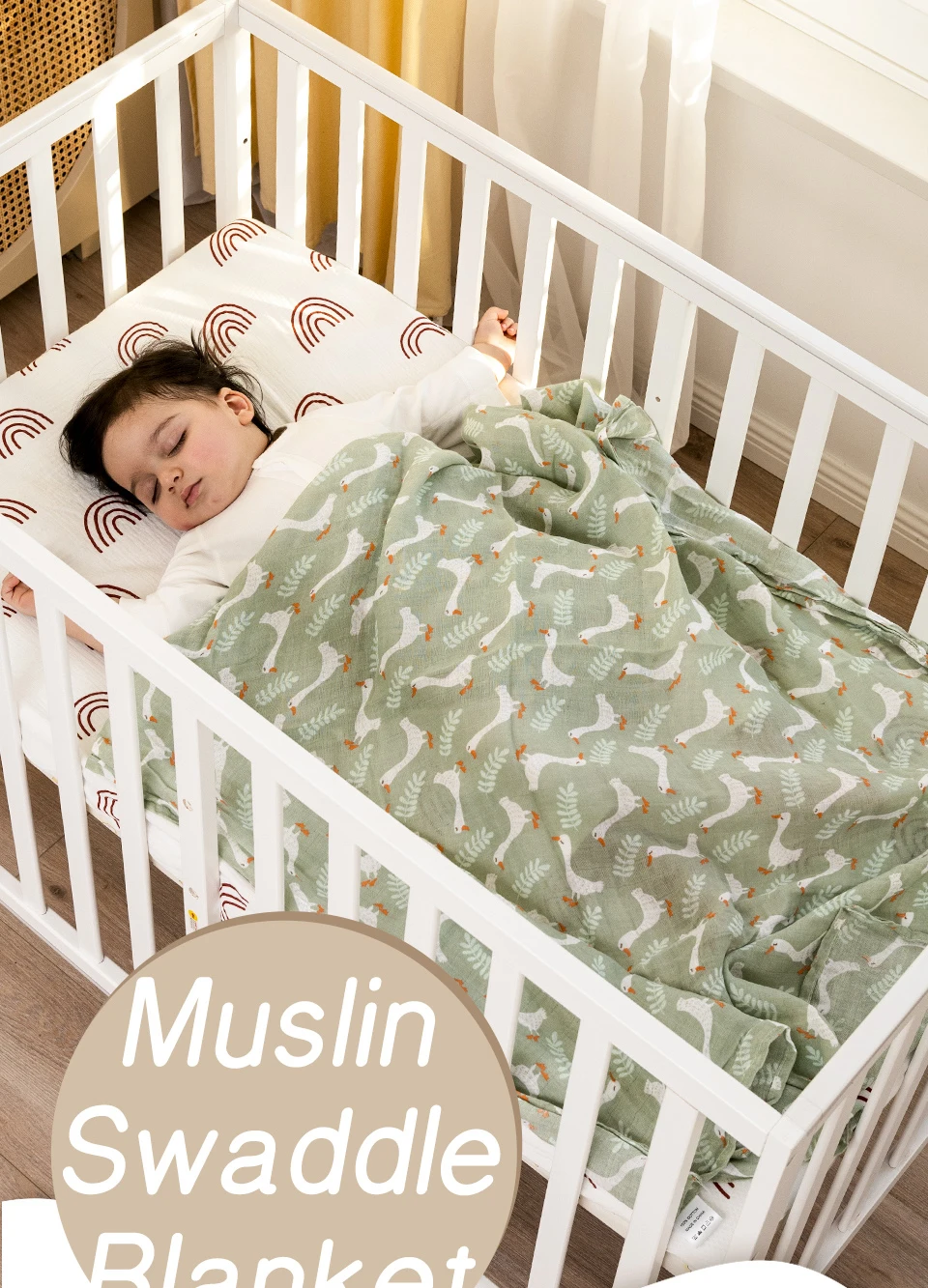 

100% Cotton 120*110cm 2 Layers Newborn Baby Bath Towel Wrap Muslin Swaddle Blankets