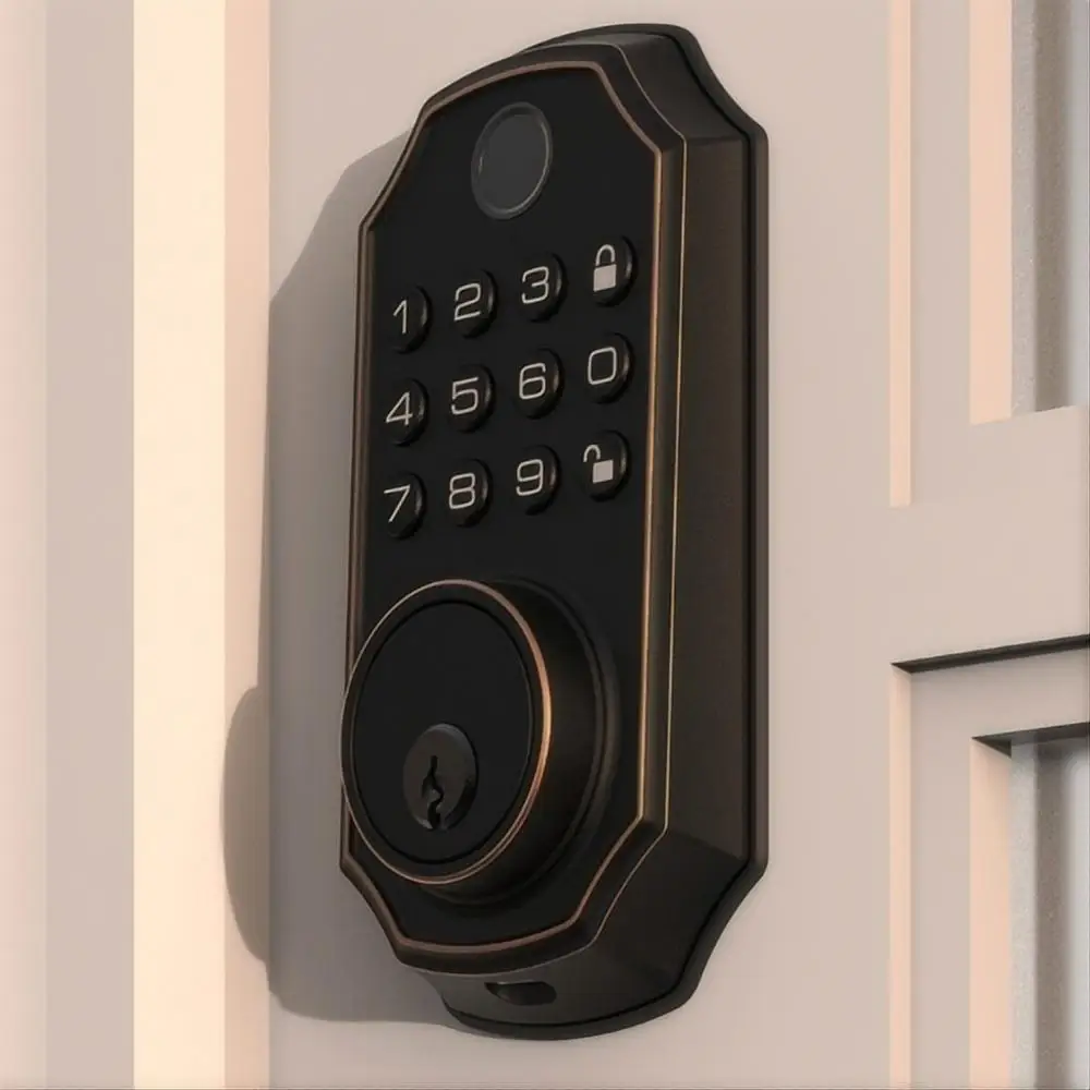 E02-F Fingerprint Electronic Lock Zinc Alloy Process WIFI APP Tuya Suitable for Door Thickness 35-55mm Home Button Password Lock