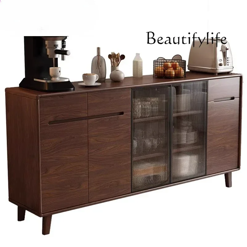 

ls 42All solid wood dining side cabinet integrated against the wall modern simple Nordic kitchen living room locker designer