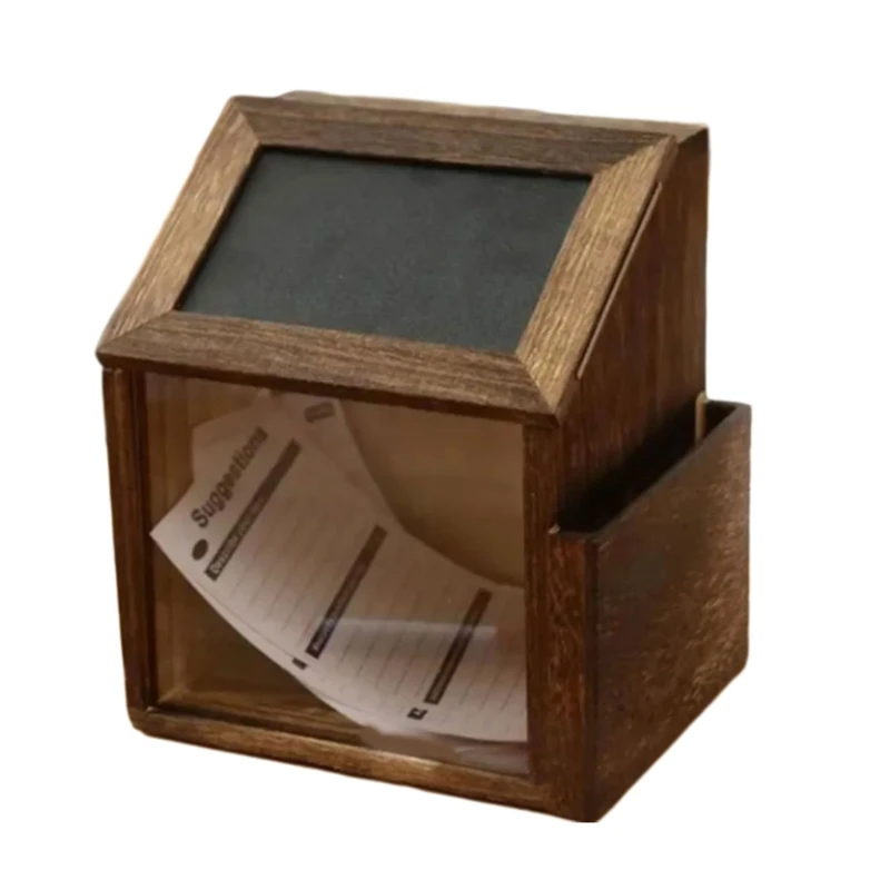 Retros Wooden Letter Box Wall Mountable For Suggestions Donations Secure Lock J0MC