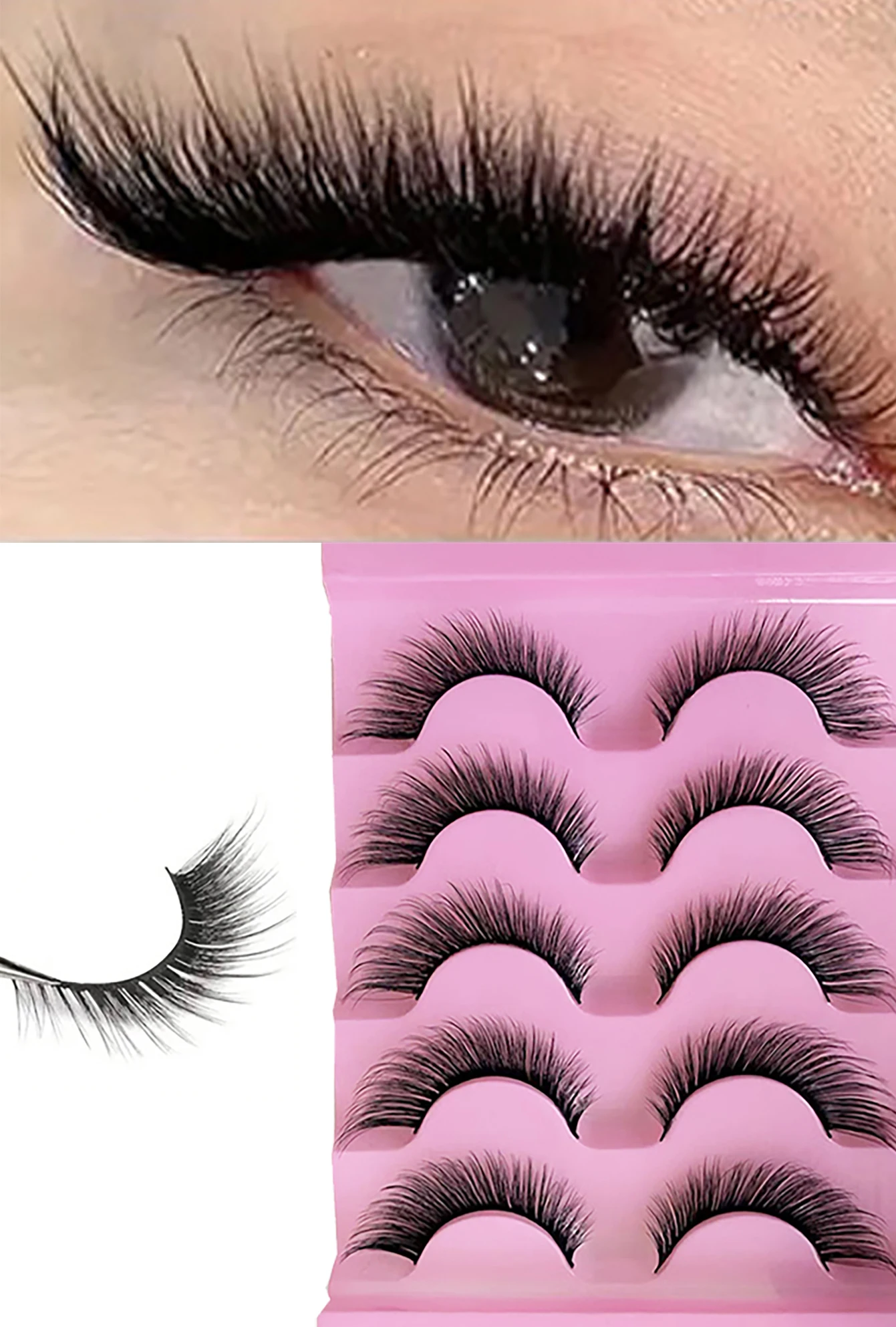 5 ペアのマンゴーアイナチュラルつけまつげ 3D ふわふわナチュラルまつげエクステンションアイメイク