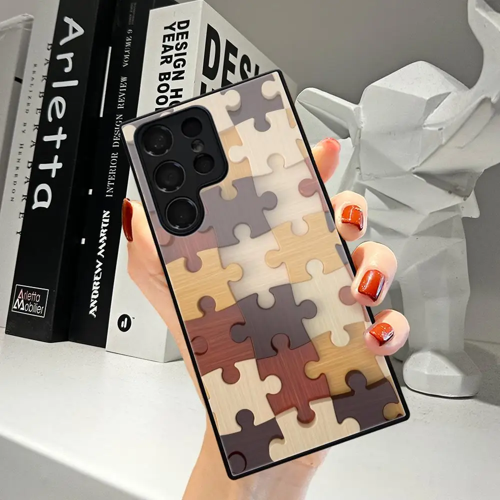 Couple puzzle patterns Phone Case For Samsung Galaxy  A17 16 A15 A14 A13 A57 A37 A27 A26 A55 A35 53 24 34 Tempered Glass Covers