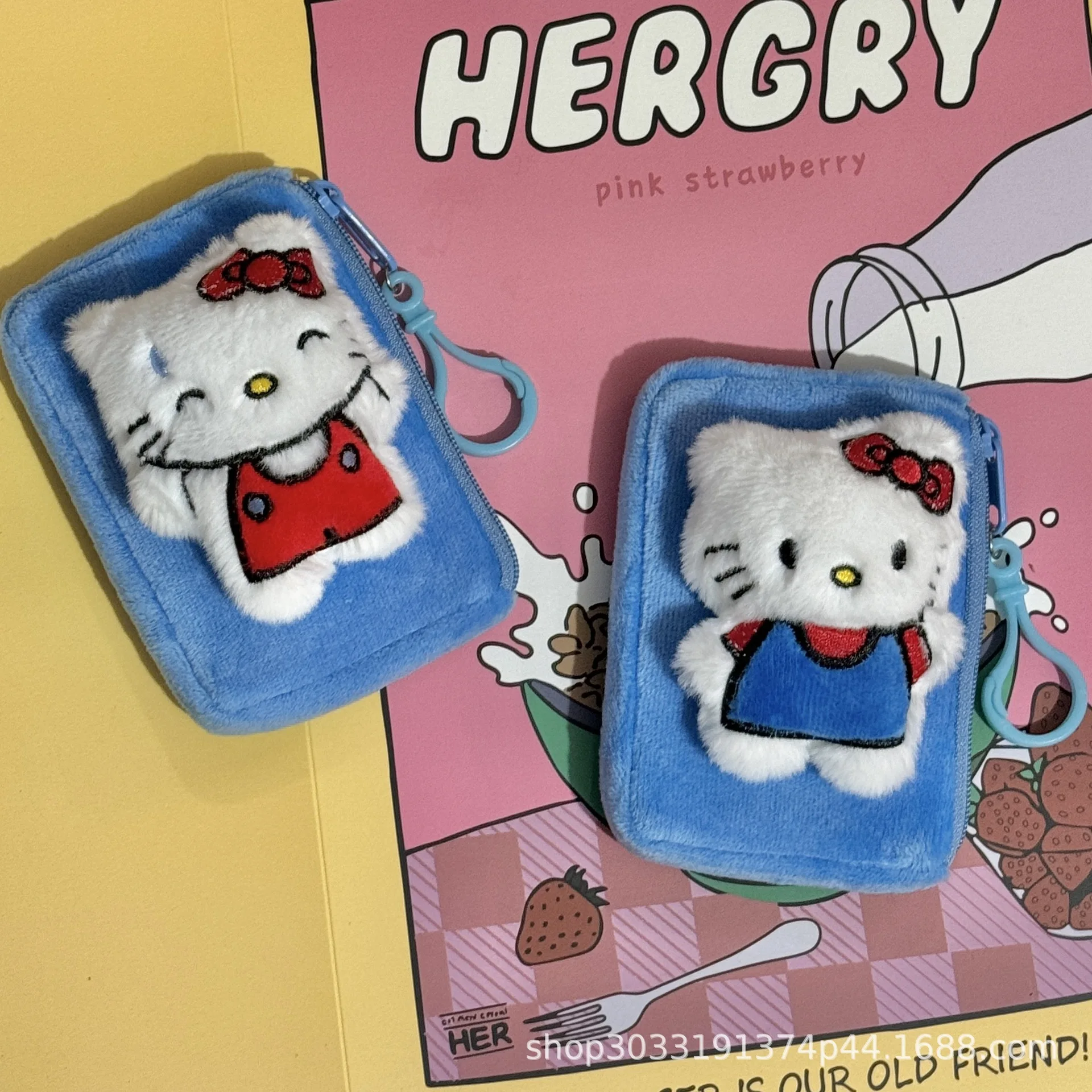 Cute Blue Hellos Kittys Cartoon Coin Wallet Student Wallet Key Sundry Storage Bag Card Bag Headphone Bag Pendant Girl\'s Gifts