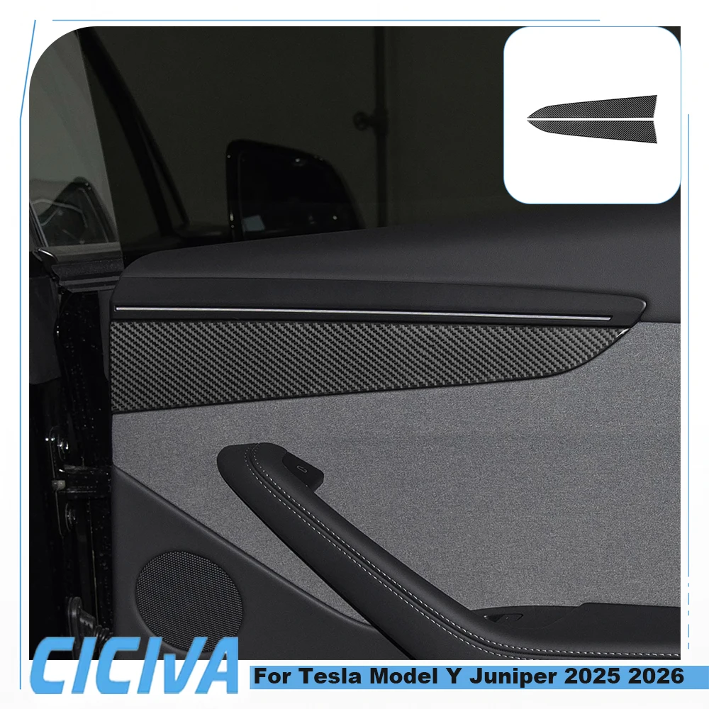 For Tesla Model Y Juniper 2025 2026 Real Carbon Fiber Rear Door Trim Panel