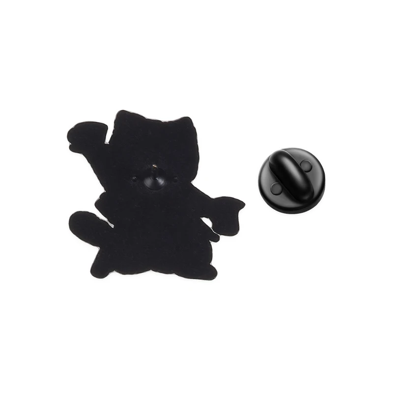 Barista Black Cat Cartoon Enamel Pin Funny Coffee Apron Uniform Cat & Coffee Cup Brooch Bag Lapel Badge Jewelry Gift for Friends view 5