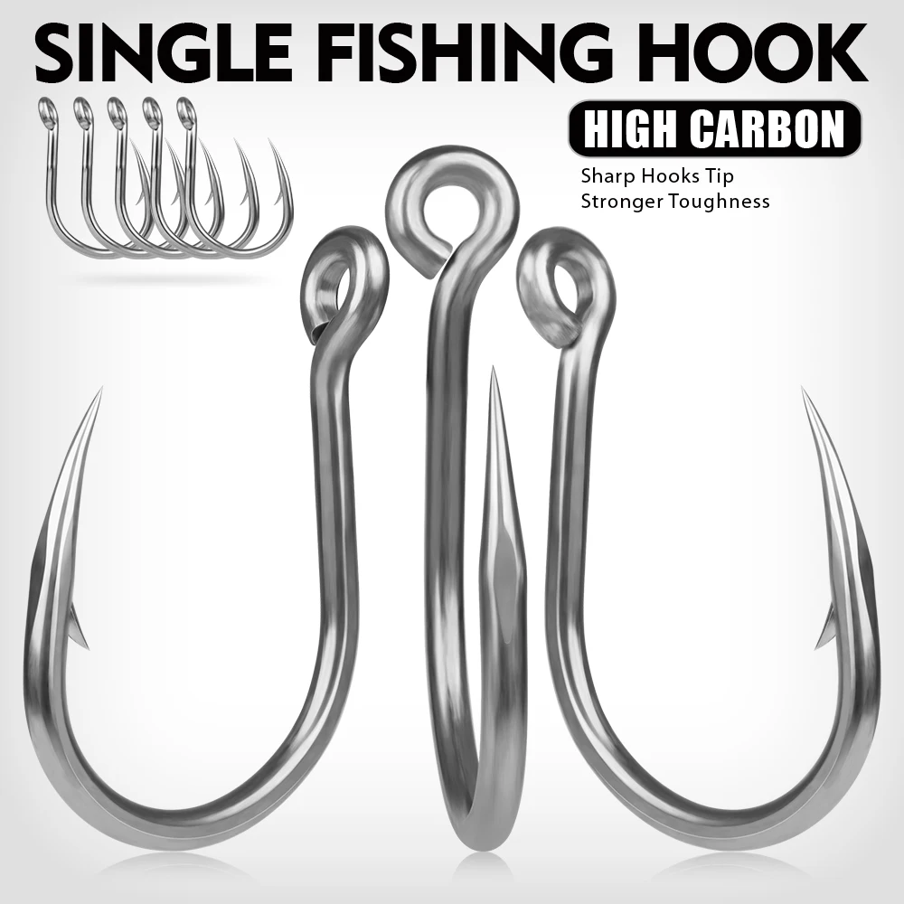 10pcs PROBEROS High Carbon Steel Heavy Duty Hooks,Reinforced Sharp Hooks,Super Strong Deep Big Game Saltwater Jigging Hooks
