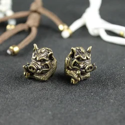 DIY Brass Wild Boar King Knife Bead Lanyard Pendants Outdoor Survival Tool Retro Animal Piggy EDC Paracord Bracelets Accessories