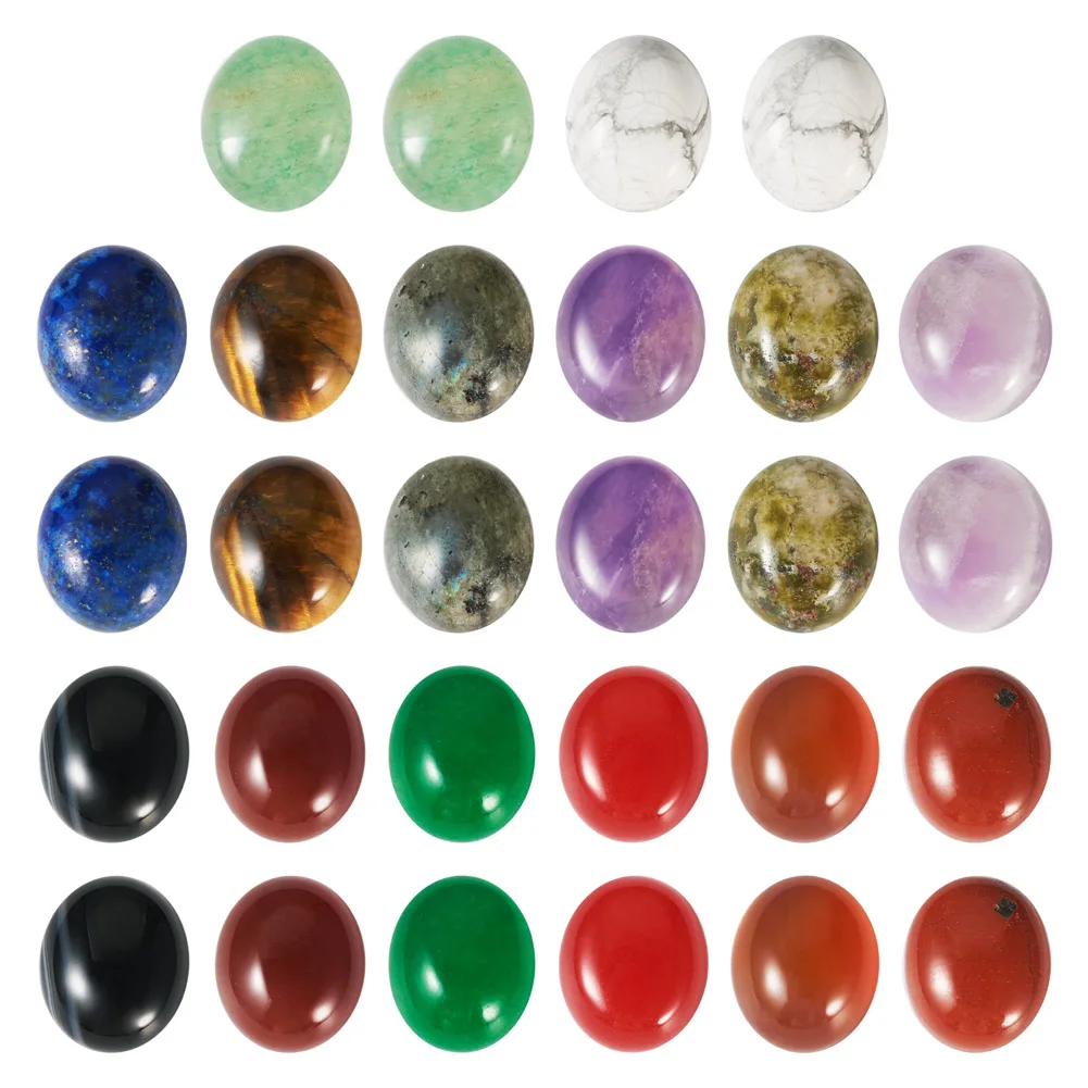 

28/26Pcs Natural Mixed Gemstone Cabochons Oval Shape Cabochon Base Beads Cut Loose GemStone for DIY Jewelry Making