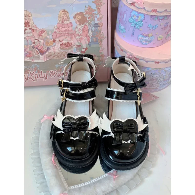 Lolita Cosplay Sweet Tea Party Mandarin Duck Shoes Cos Girl Cream Bubbles Bow Kawaii Shoes Lolita Girls High Heel LoliShoes