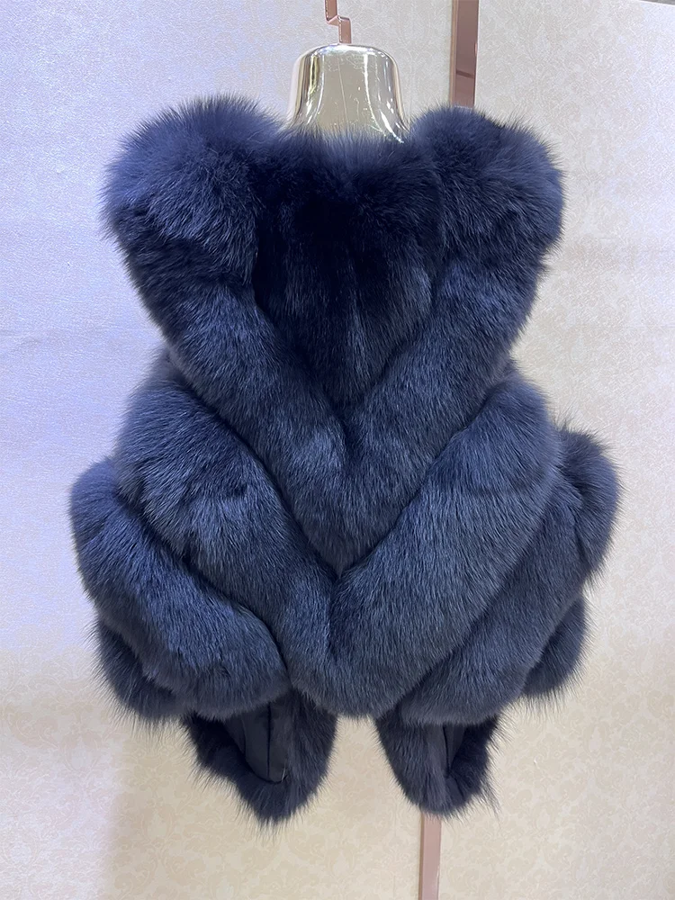 2025년 신상 가을 겨울 따뜻한 여성용 코트 천연 리얼 폭스 퍼 베스트 럭셔리 여성 두꺼운 재킷 아우터