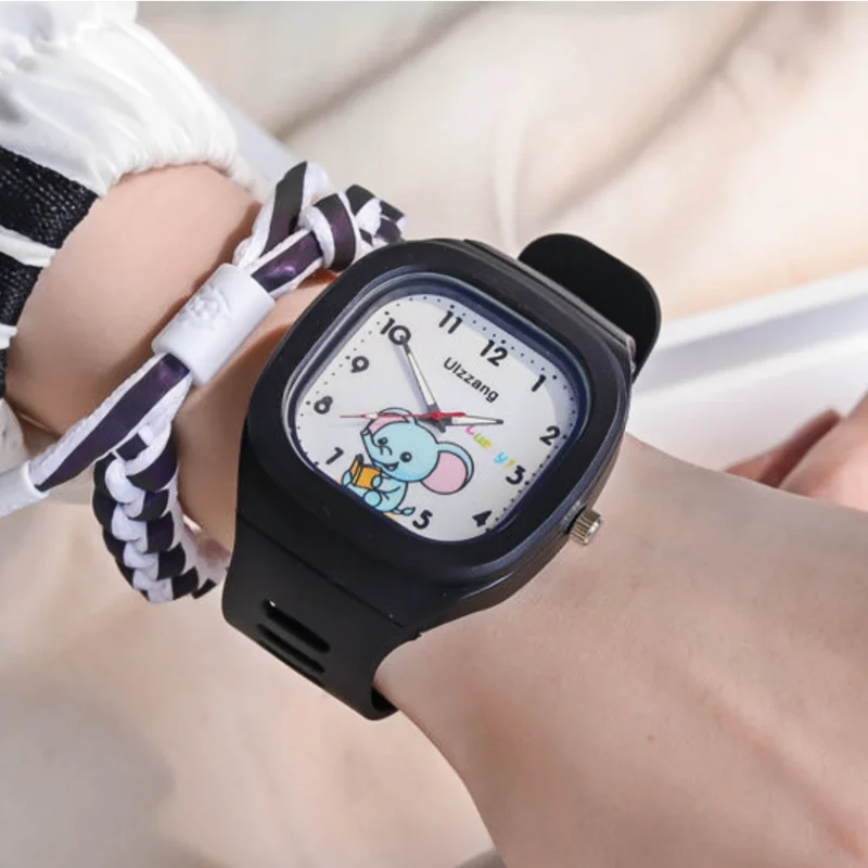 Fashion Sports Watch for Women Girls Boys Waterproof Square Woman Watches Luxury Cute Elephant Silicone Quartz Wristwatch Clock