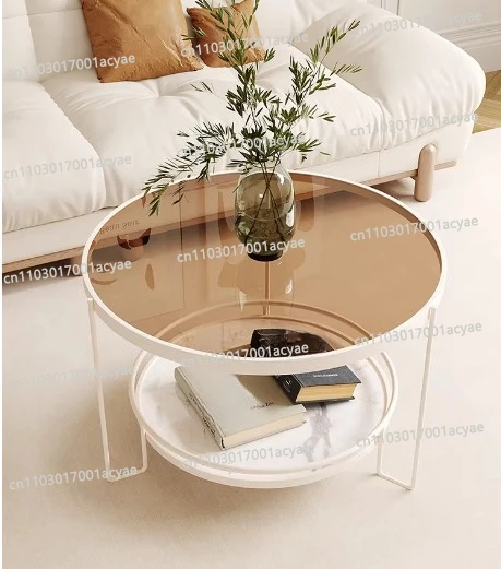 Minimalist Glass Coffee Table – 60cm Round Tempered Glass Top, 45cm Height, Perfect for Small Living Rooms