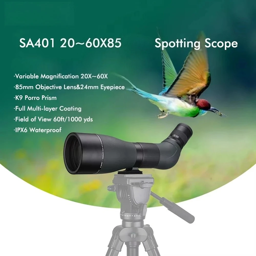 85mm Large Aperture Spotting Scope 20-60x APO Optics Waterproof Bird Watching Telescope With Tripod