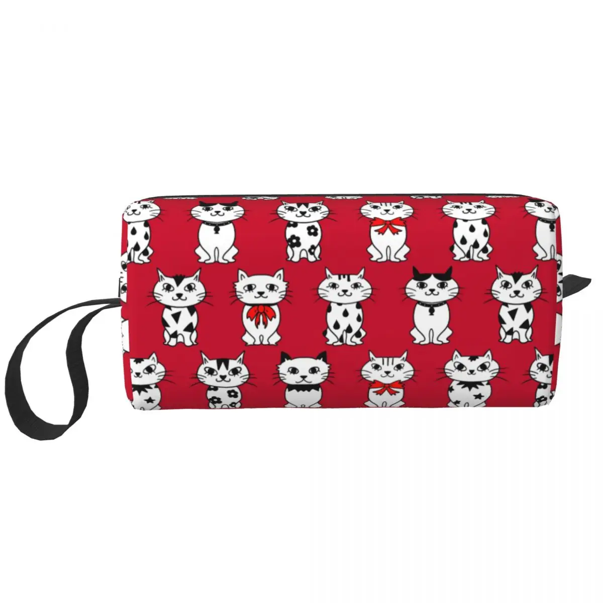 

Модная дорожная косметичка с милым рисунком сидячих кошек, женский косметический органайзер для макияжа, комплект для хранения красоты Dopp