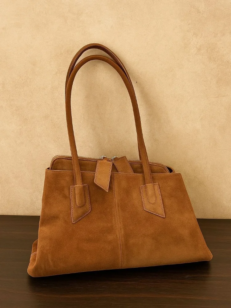 

Винтажная замшевая сумка из натуральной кожи нестандартной формы для женщин, новая роскошная дизайнерская сумка, большая вместительная дорожная сумка на плечо