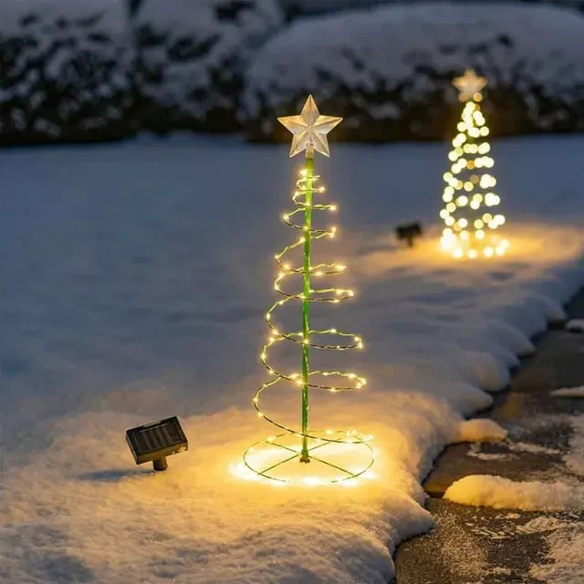 Kerst Outdoor Kleurrijke Led Solar Light 2 Verlichtingsmodi Ip65 Waterdichte Kerstboom Licht Voor Nieuwjaar Tuindecoratie