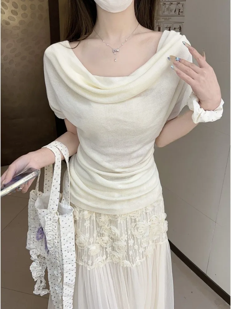 

Корейский Sle Pure Desire One oulder ort Sve Женский зимний тонкий новый нежный топ для похудения Personali