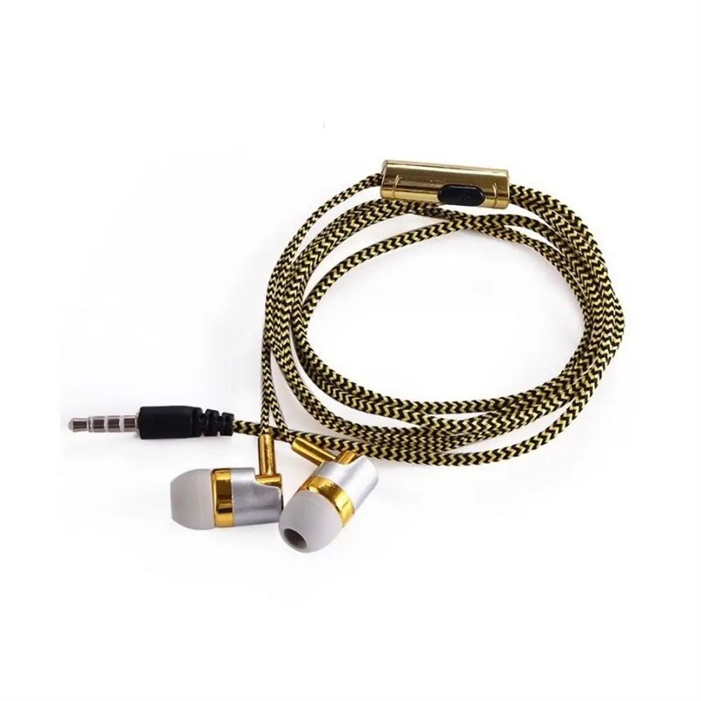 

Bass Stereo Smart Phone 3.5mm Jack Braided Cord With Microphone Wired Control Earbuds Wired Eraphone Earphone In-ear Headset