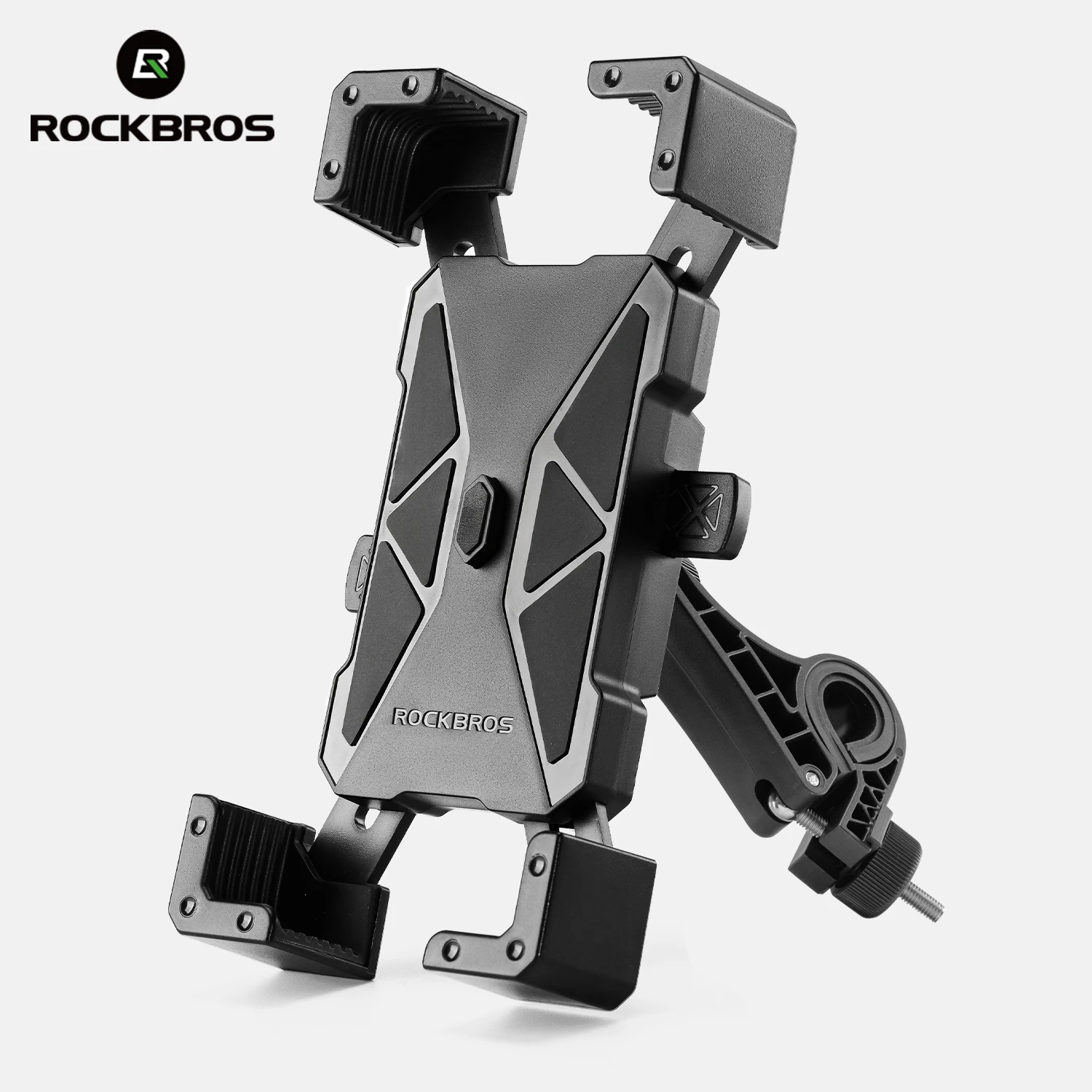 ROCKBROS Fahrrad-Handyhalter, Ständer für 4,5–7,2 Zoll große Handy-Ständer, Anti-Vibration, schnelle Verriegelung