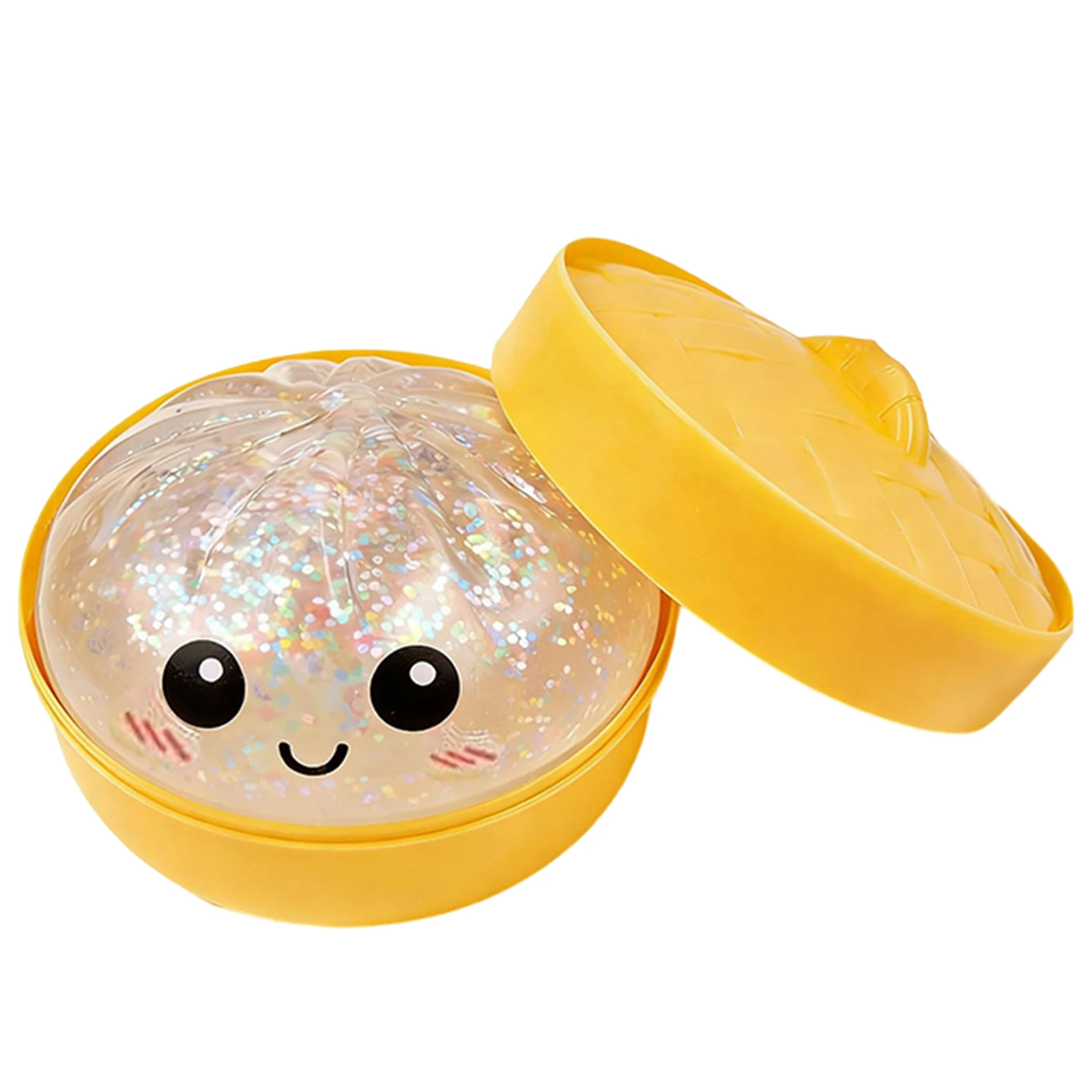 

Сенсорная игрушка-антистресс: блестящий шарик-булочка из теста с пароваркой для еды, эластичные настольные игрушки, подарки для детей и взрослых на день рождения