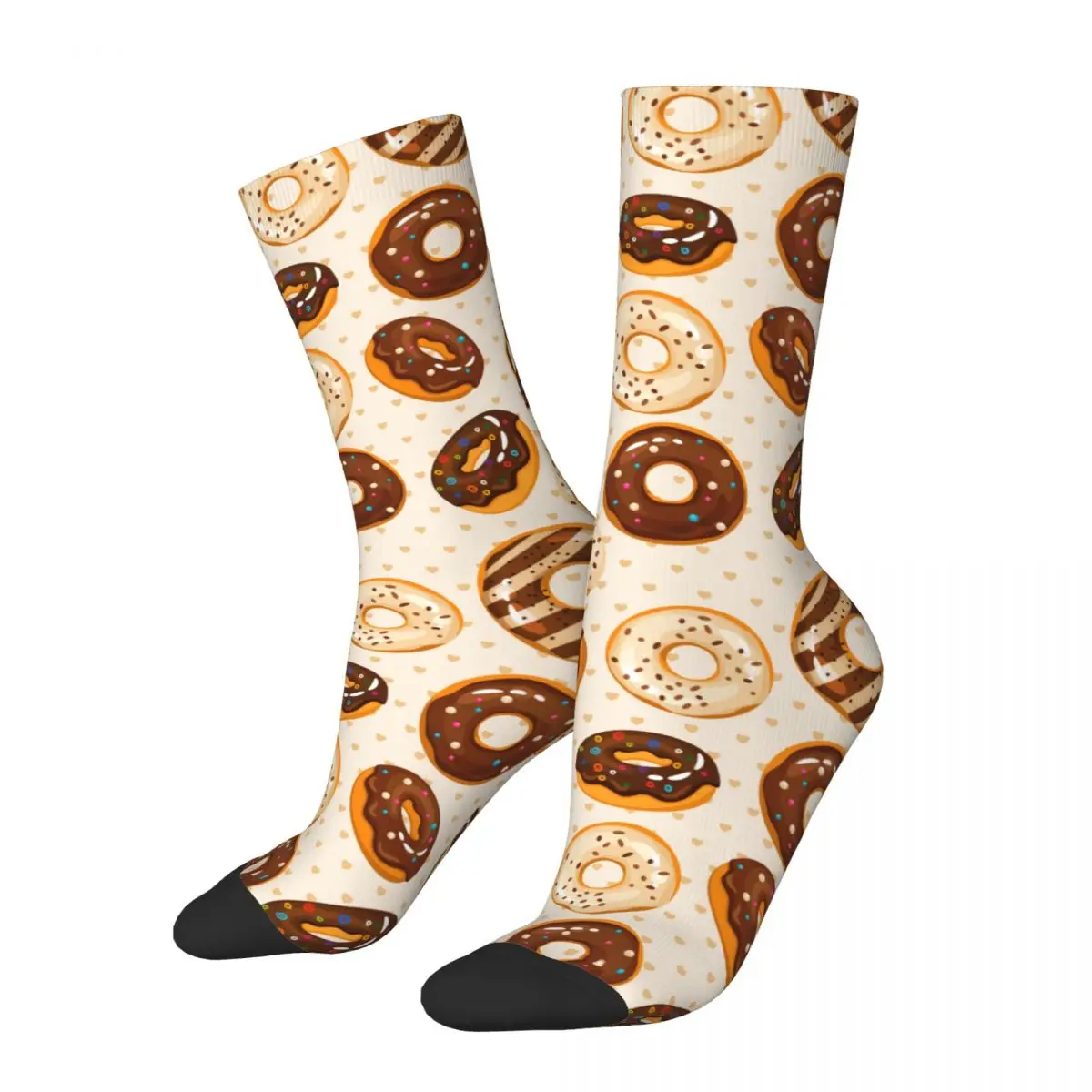 Glazed Sugar Powdered Chocolate Donuts Socks Male Mens Women Winter Stockings Polyester