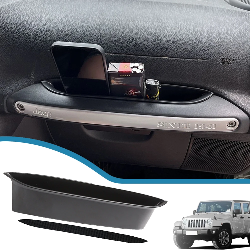 Car Passenger Grab Handle Storage Tray Box Organizer with Non-slip Mat for Jeep Wrangler JK 2011-2017 Auto Interior Accessories