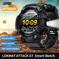 LOKMAT ATTACK-GT Outdoor Sport Smart Watch Wireless Calls Message Push Rugged Smartwatches Flashlight Fitness Tracker for Phone